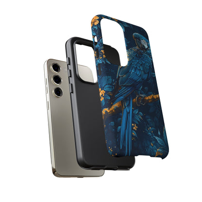 Tough Cases - Vibrant Blue Parrot Phone Case, Tropical Bird Phone Cover, Nature Lover Gift, Eco-Friendly Accessories, Unique Wildlife Decor