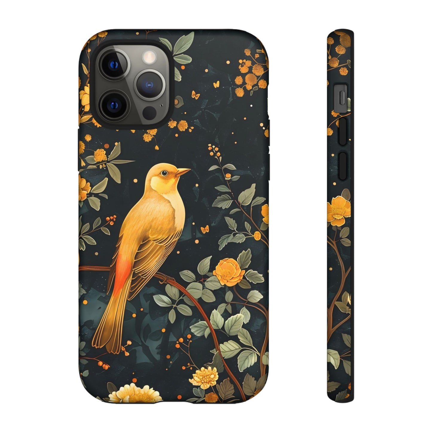 Floral Phone Case, Tough Cases with Bird Design, Nature Lover Gift, Stylish Protection, Birthday Present, Floral Phone Cover