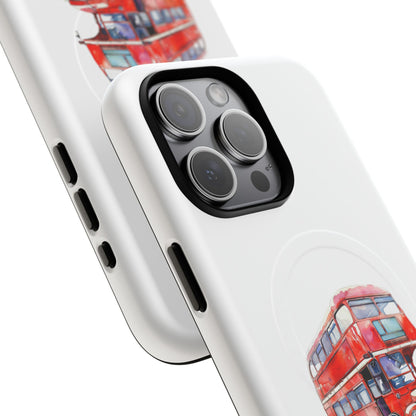 Vintage Double-Decker Bus Phone Case, Tough Magnetic Cases, Unique Mobile Cover, Gifts for Travelers, London-Themed Accessories