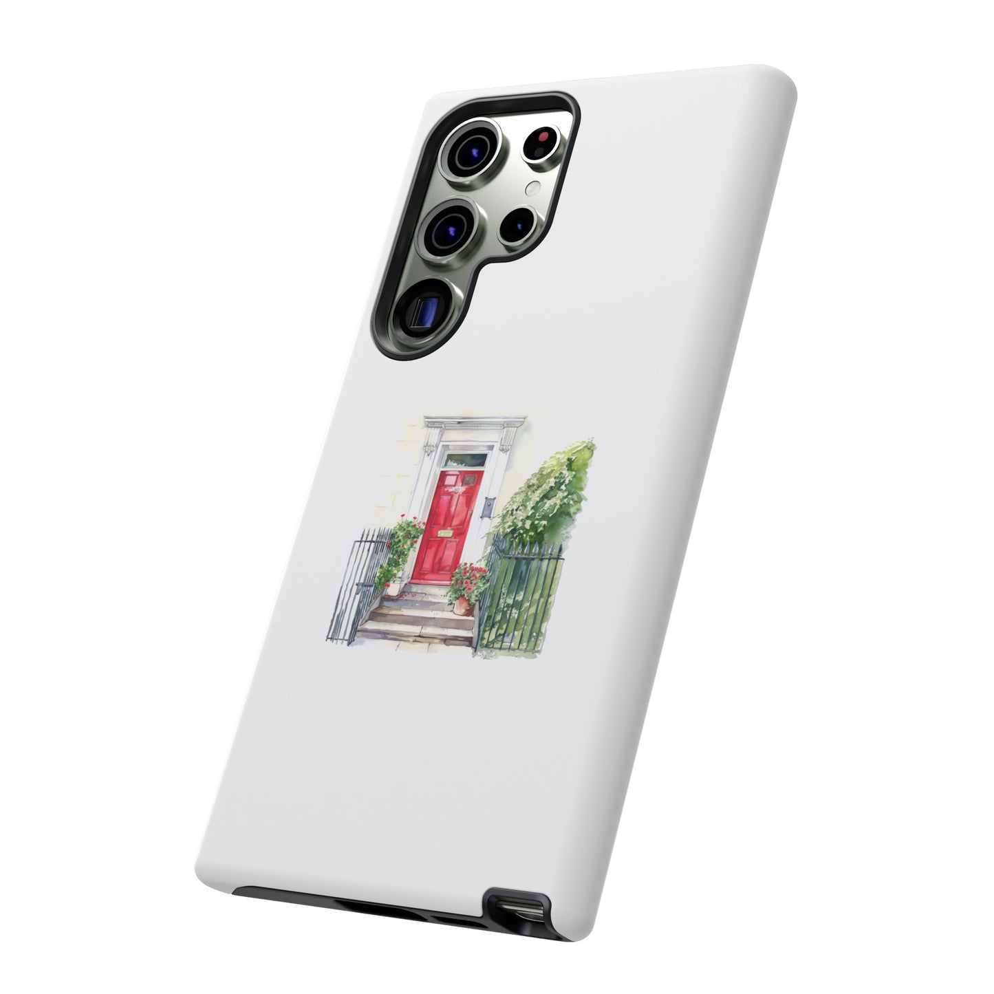 Artistic Phone Case - Charming Red Door Design for Stylish Protection