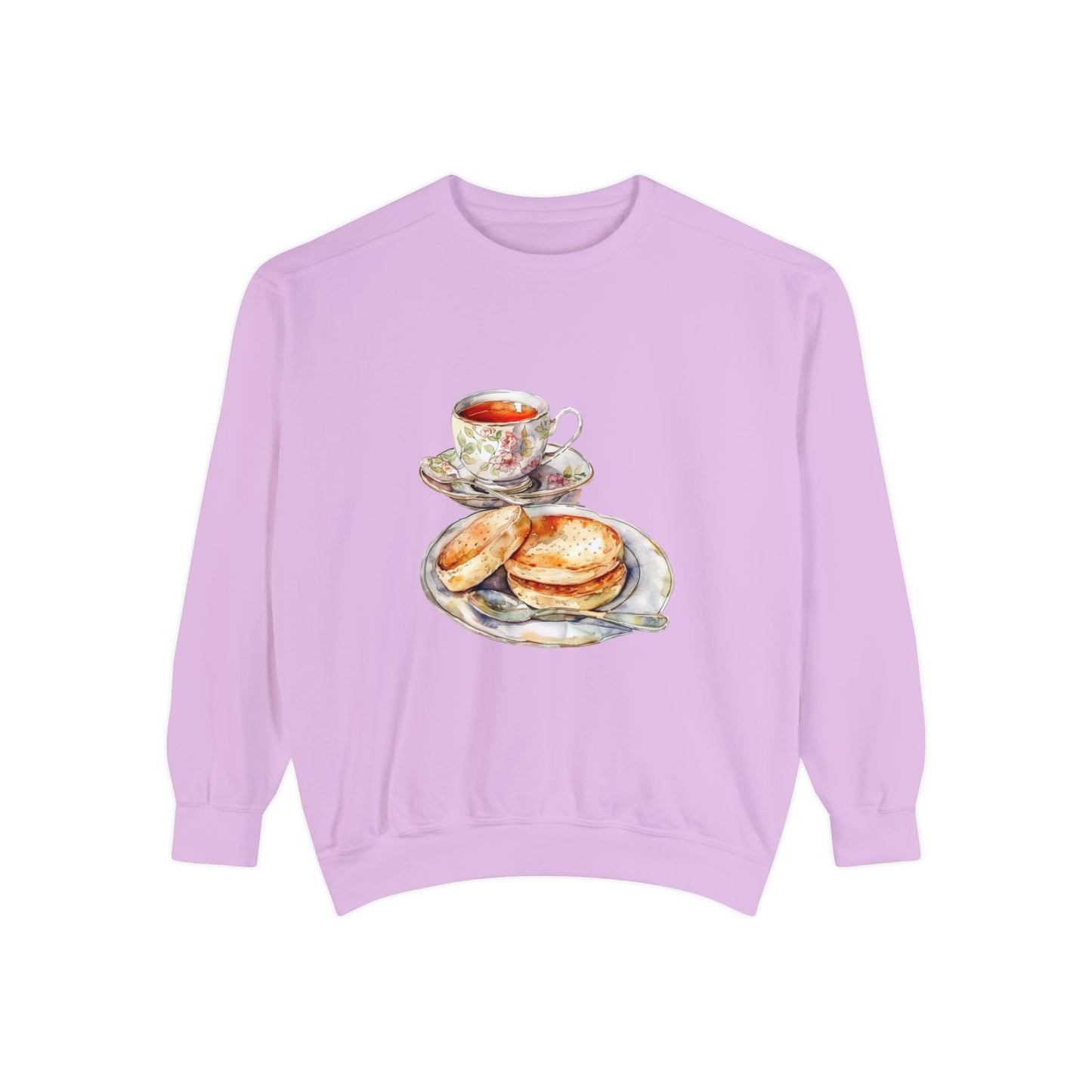 Unisex Garment-Dyed Sweatshirt- British Royal Breakfast - Elegant and Opulent Morning Feast