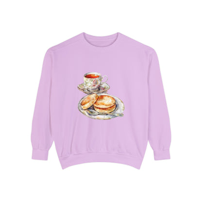 Unisex Garment-Dyed Sweatshirt- British Royal Breakfast - Elegant and Opulent Morning Feast
