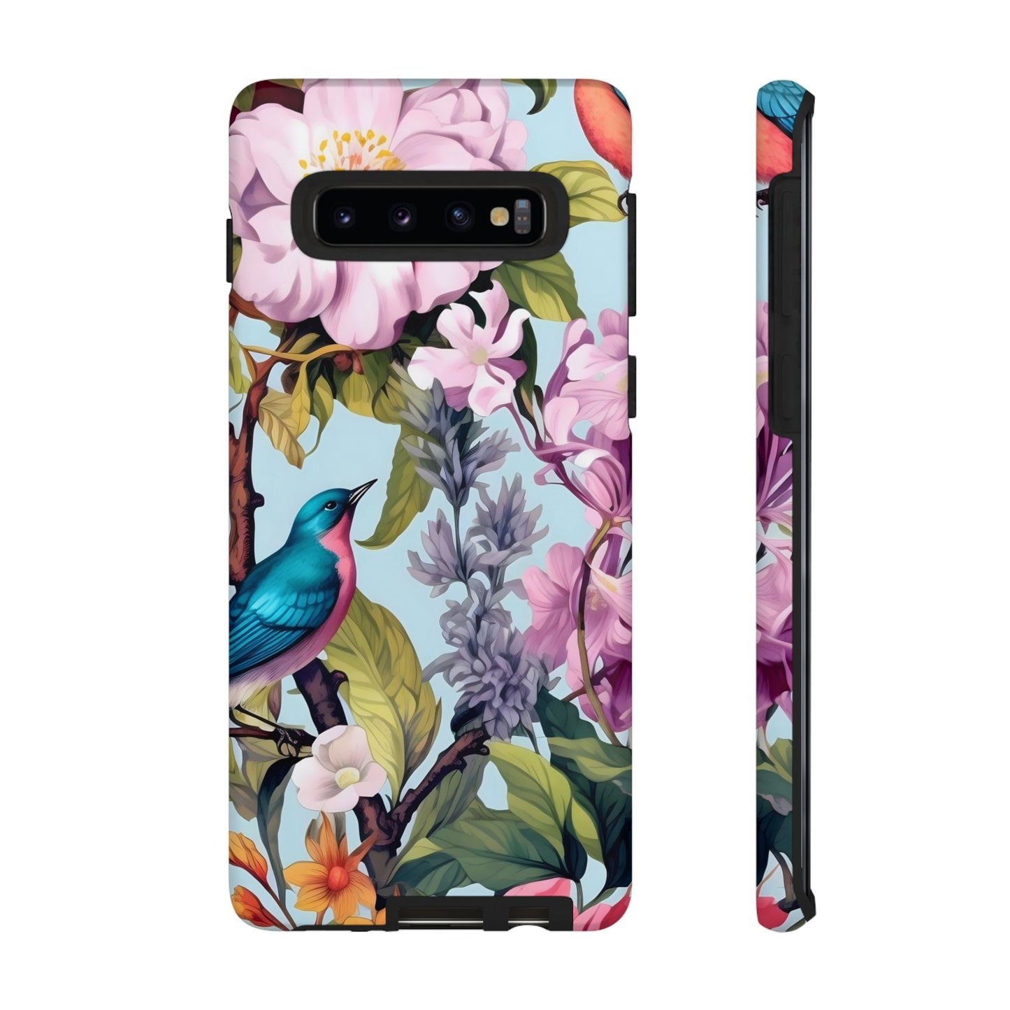 Floral Phone Case with Birds, Tough Cases for Nature Lovers, Stylish Phone Accessories, Unique Gifts for Her, Cute Tech Protector
