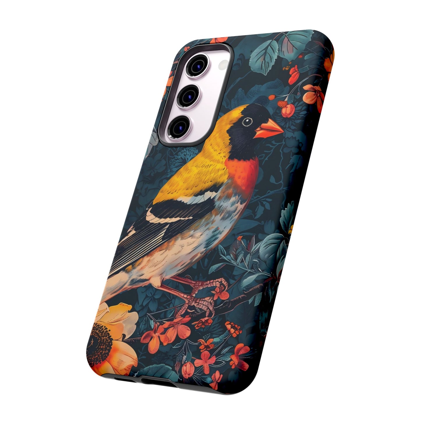 Colorful Bird Phone Case, Floral Phone Cover, Tough Phone Protector, Nature Lover Gift, Botanical Case, Unique Mobile Accessory