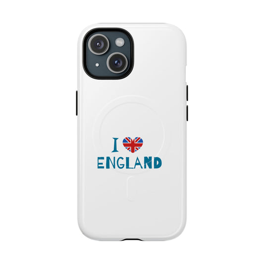 I Love England Magnetic Phone Case | Tough Protective Cover, Travel Gift, Souvenir for England Lovers, Personalized Phone Accessories