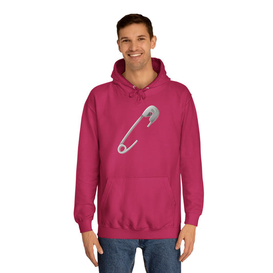 Unisex College Hoodie Durable - Minimalist Safety Pin