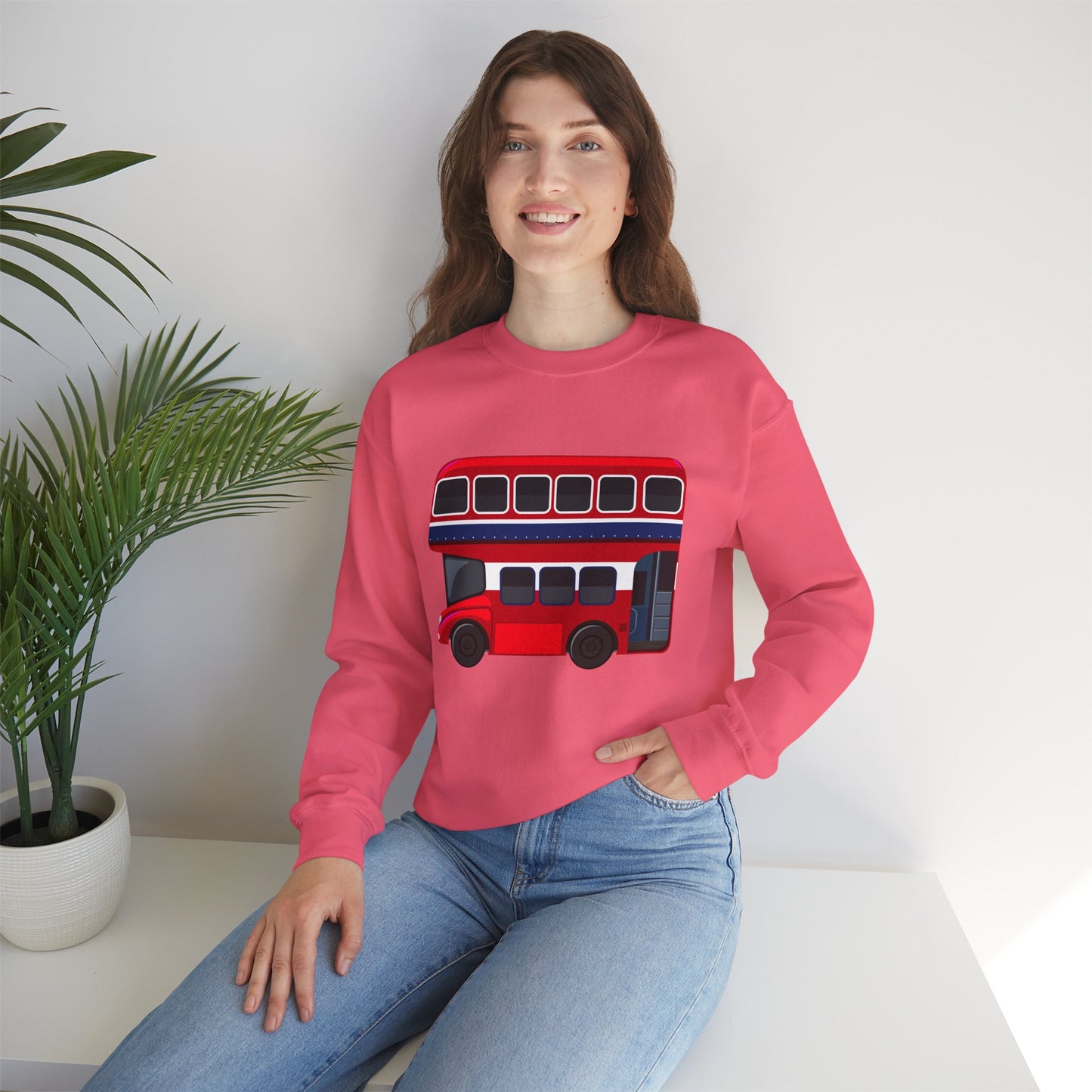 Unisex Heavy Blend™ Crewneck Sweatshirt - The Heart of London - Red Double-Decker Bus