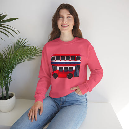Unisex Heavy Blend™ Crewneck Sweatshirt - The Heart of London - Red Double-Decker Bus