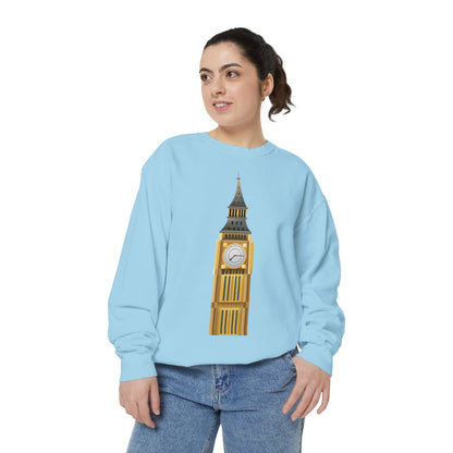 Unisex Garment-Dyed Sweatshirt - Classic London - Big Ben in All Its Glory