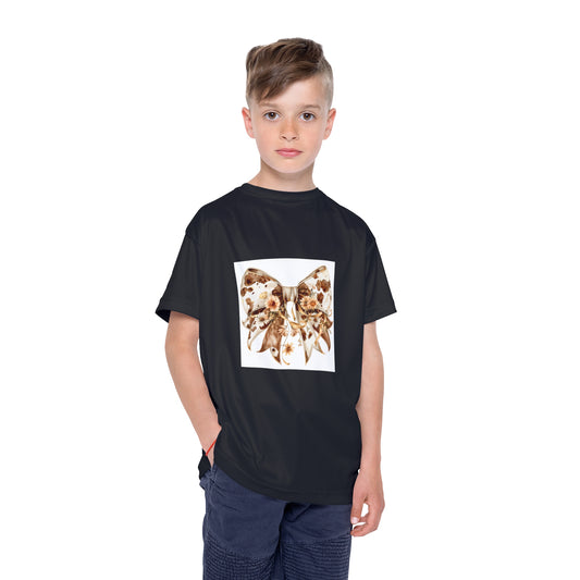 Kids Sports Jersey  - Western Cow Print Bow with Floral Accents Clipart - Activewear for Playful Kids