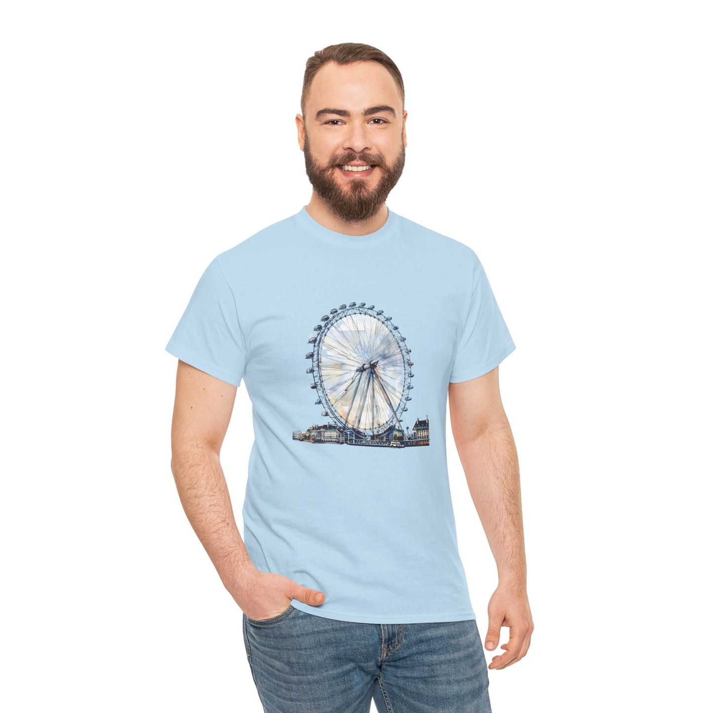 Unisex Heavy Cotton T-Shirt - London Eye - Skyline Spectacle