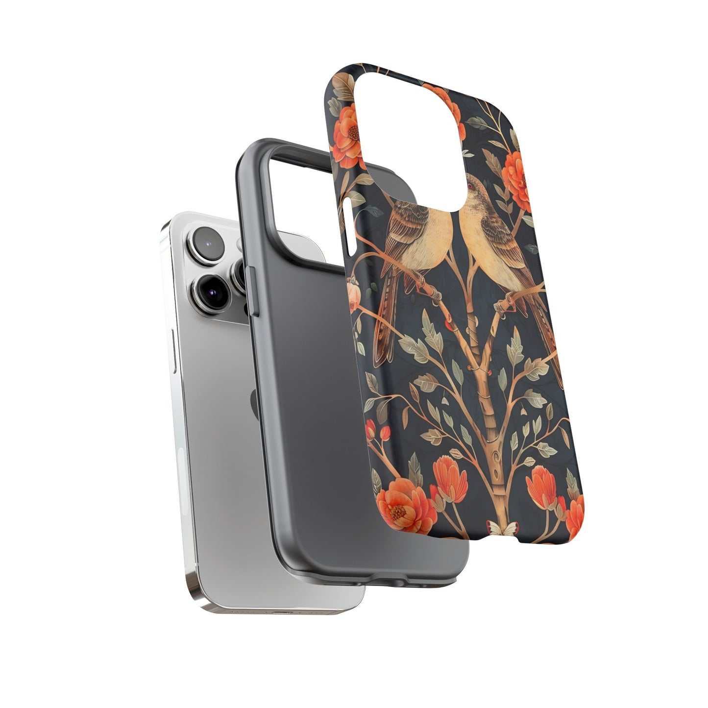 Floral Phone Case – Tough Cases with Bird Design, Unique Gift for Nature Lovers, Stylish Tech Accessory, Phone Cover, Artistic Case
