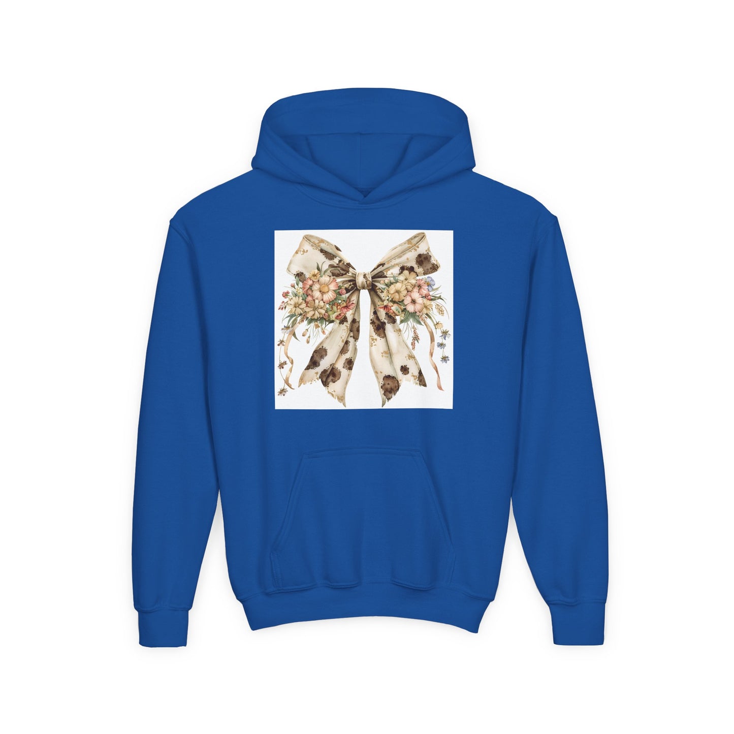 Floral Bow Youth Hoodie - Cozy Sweatshirt for Spring Celebrations