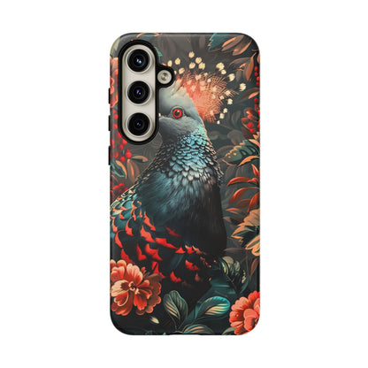 Floral Peacock Phone Case, Tough Cases, Artistic Phone Cover, Unique Gift, Nature Lover Accessory, Protective Case