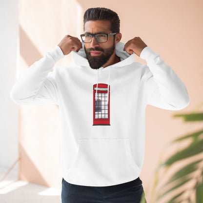Iconic British Red Telephone Relaxed Three-Panel Fleece Hoodie