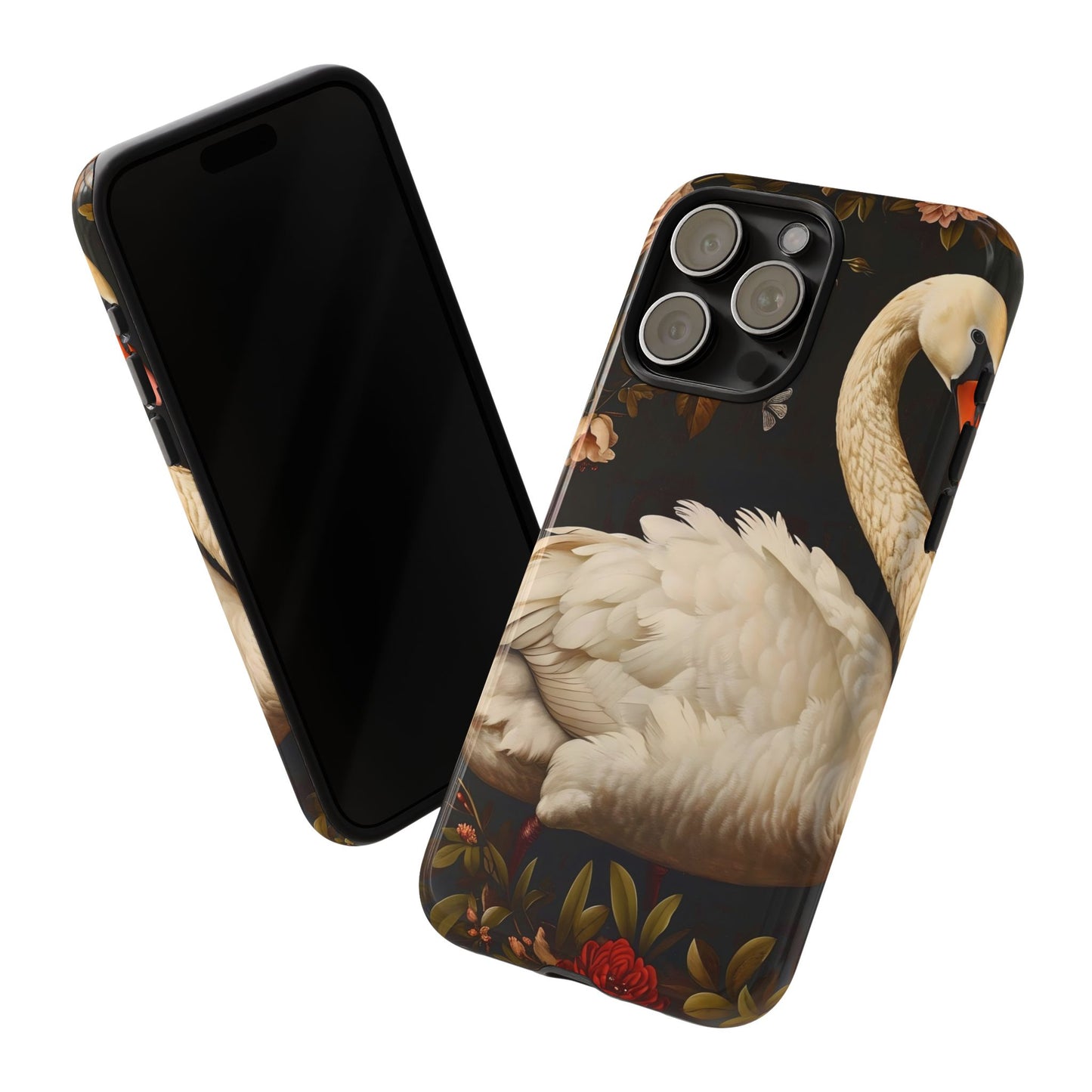 Elegant Swan Phone Case, Floral iPhone Cover, Tough Phone Case, Gift for Her, Nature Lover, Mother's Day, Birthday