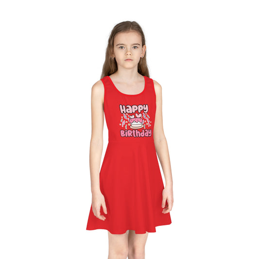 Girls' Sundress - Birthday Girl Pink Rainbow Animal Print Clipart - Fun Party Dress for Celebrations