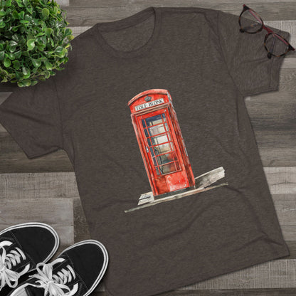 Iconic British Public Telephone - Classic Red Phone Box Unisex Tri-Blend Crew Tee