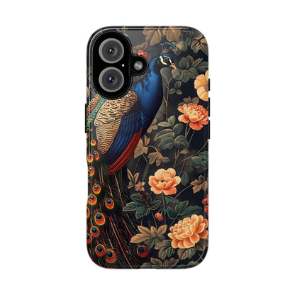 Elegant Peacock Phone Case, Floral Tough Phone Cover, Gifts for Her, Custom Art Phone Cases, Birthday, Chic Accessories