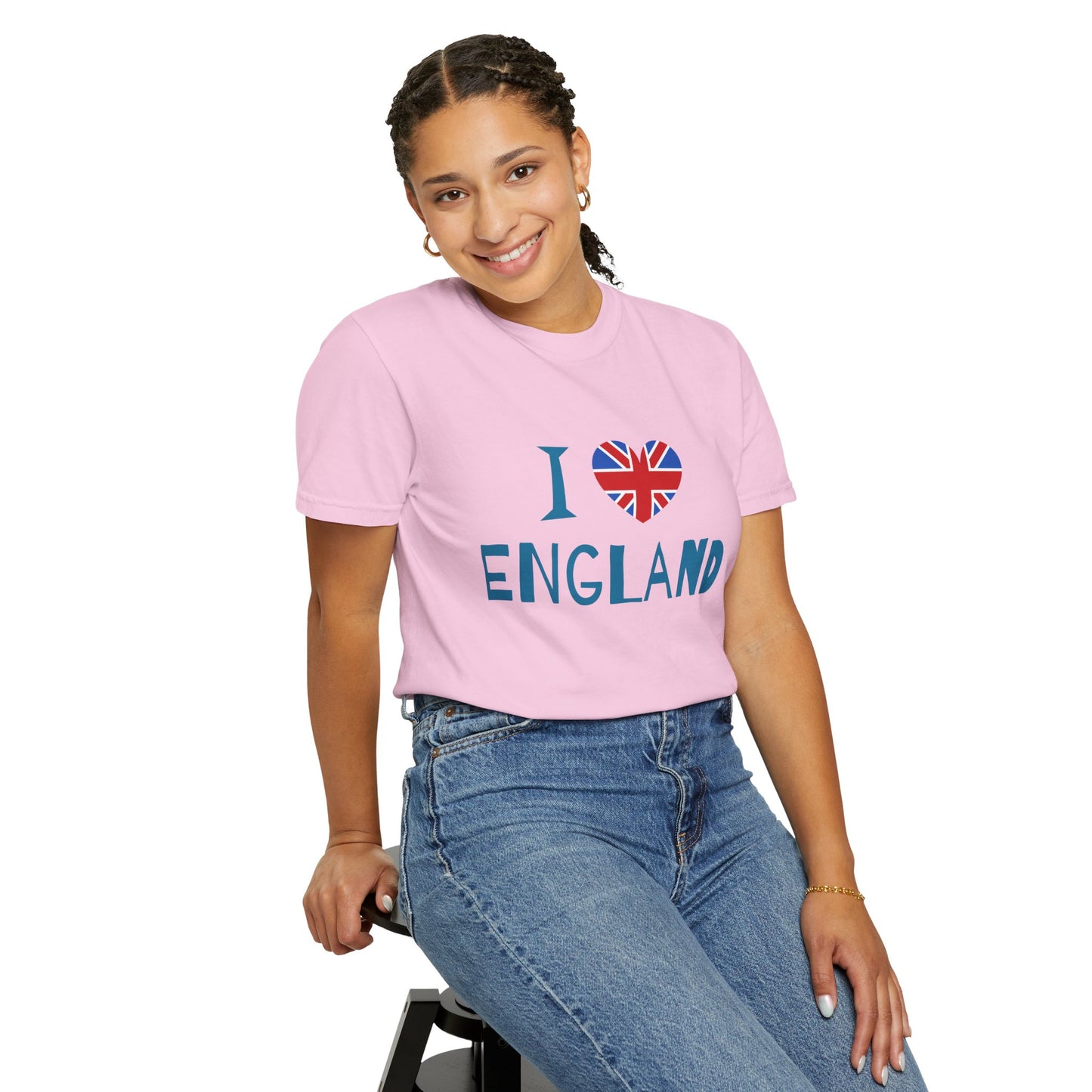 Unisex Garment-Dyed T-shirt - I Love England - Union Jack Heart