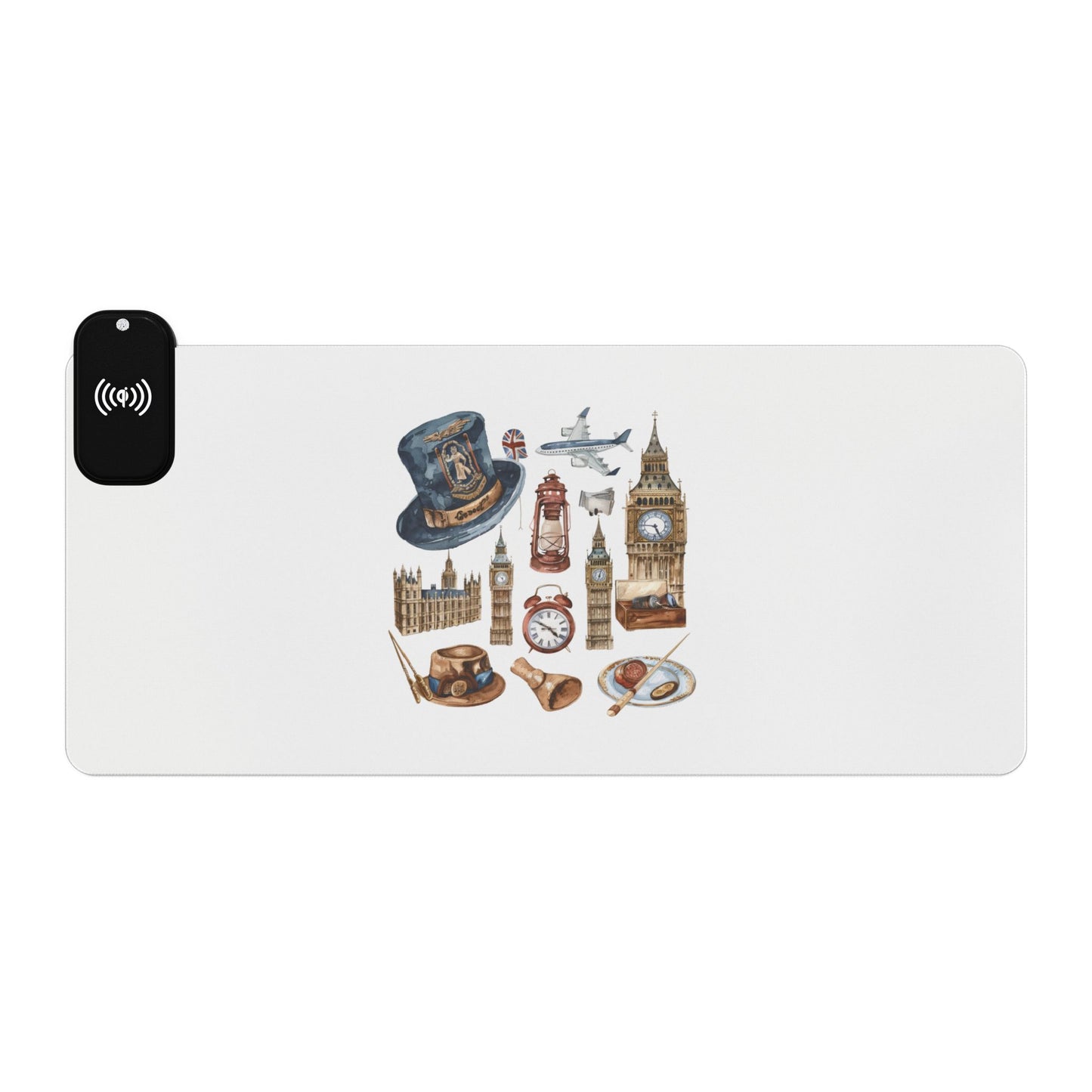 British Iconic - LED Gaming Mouse Pad with Wireless Charging - Stylish Desk Accessory for Gamers, Perfect for Home Office, Gaming Stations, Unique Gifts