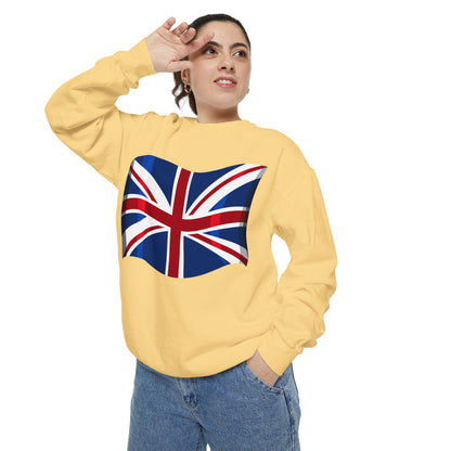 Unisex Garment-Dyed Sweatshirt - UK Flag - Union Jack Symbol
