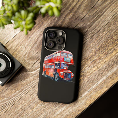 London Bus Phone Case, Tough iPhone Cover, Unique Gift for Travelers, Vintage Style Accessories, Holiday Present Idea
