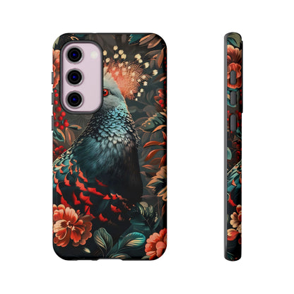 Floral Peacock Phone Case, Tough Cases, Artistic Phone Cover, Unique Gift, Nature Lover Accessory, Protective Case