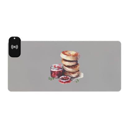 Scones & Jam – Classic English Treat - LED Gaming Mouse Pad with Wireless Charging - Stylish Desk Accessory for Gamers and Tech Lovers, Perfect for Birthdays, Holidays, Desk [...]