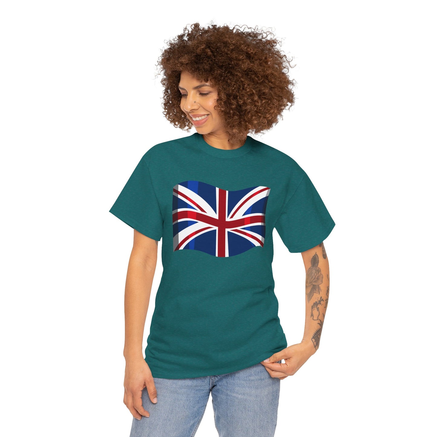 Unisex Heavy Cotton Tee - Classic UK Flag Design - Union Jack Symbol