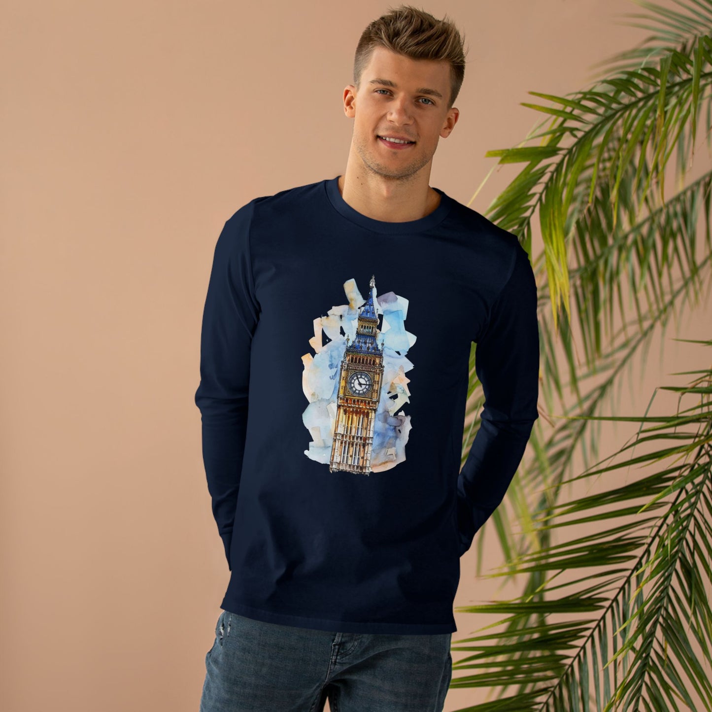 Men’s Base Longsleeve Tee - Iconic Big Ben Clock Tower Design