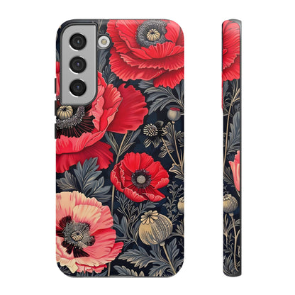Floral Phone Case with Artistic Poppies, Tough Cases, Flower Design, Nature Lover Gift, Customizable Mobile Cover, Stylish Phone Accessories