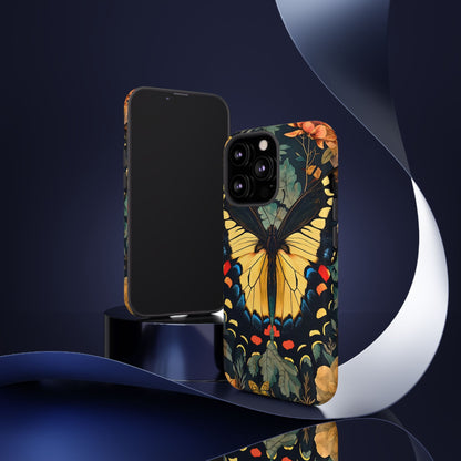 Butterfly Floral Phone Case, Art-inspire Tough Case, Gift for Nature Lovers, Butterfly Pattern Cover, Eco-Friendly Mobile Accessory