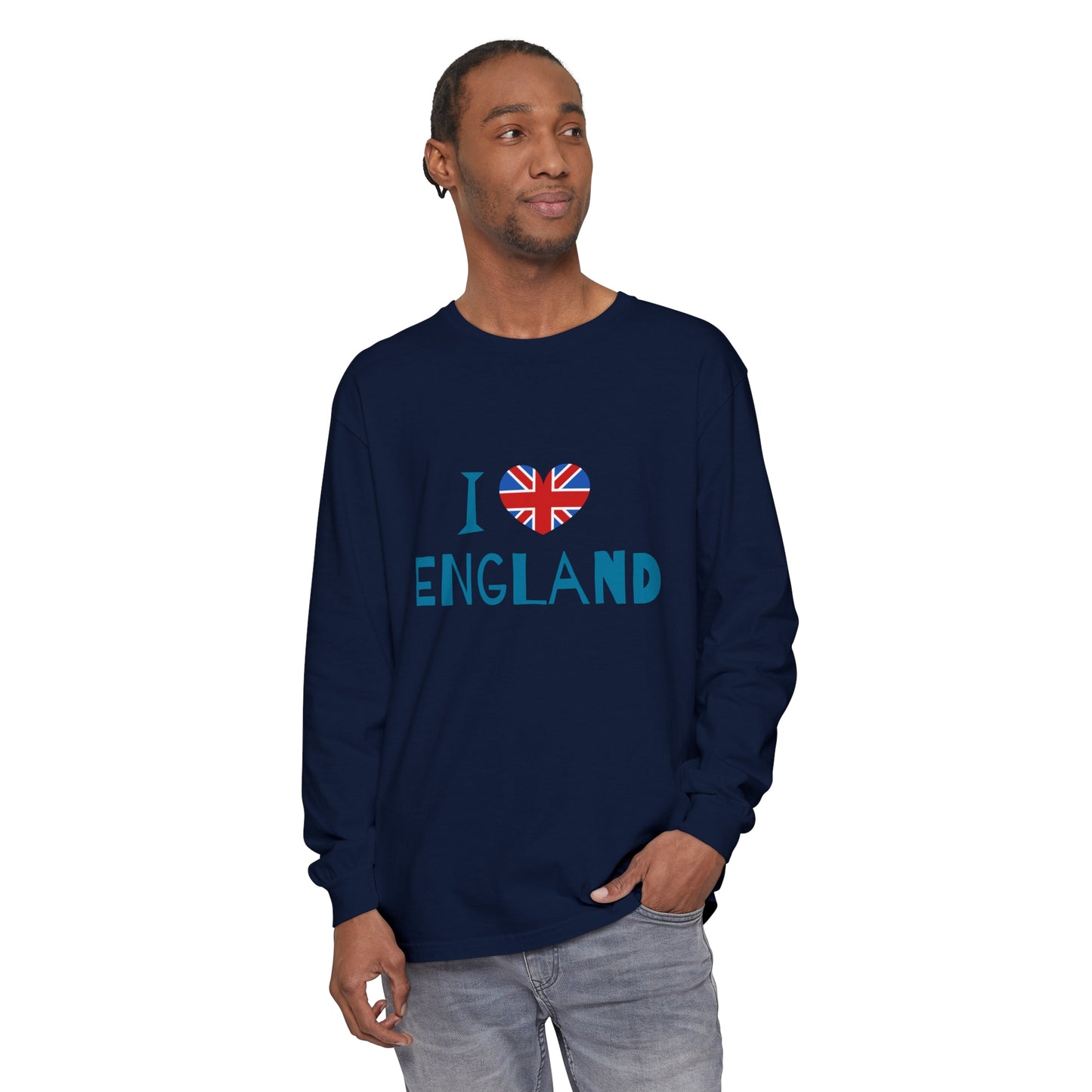 Unisex Garment-dyed Long Sleeve T-Shirt Relaxed - I love England