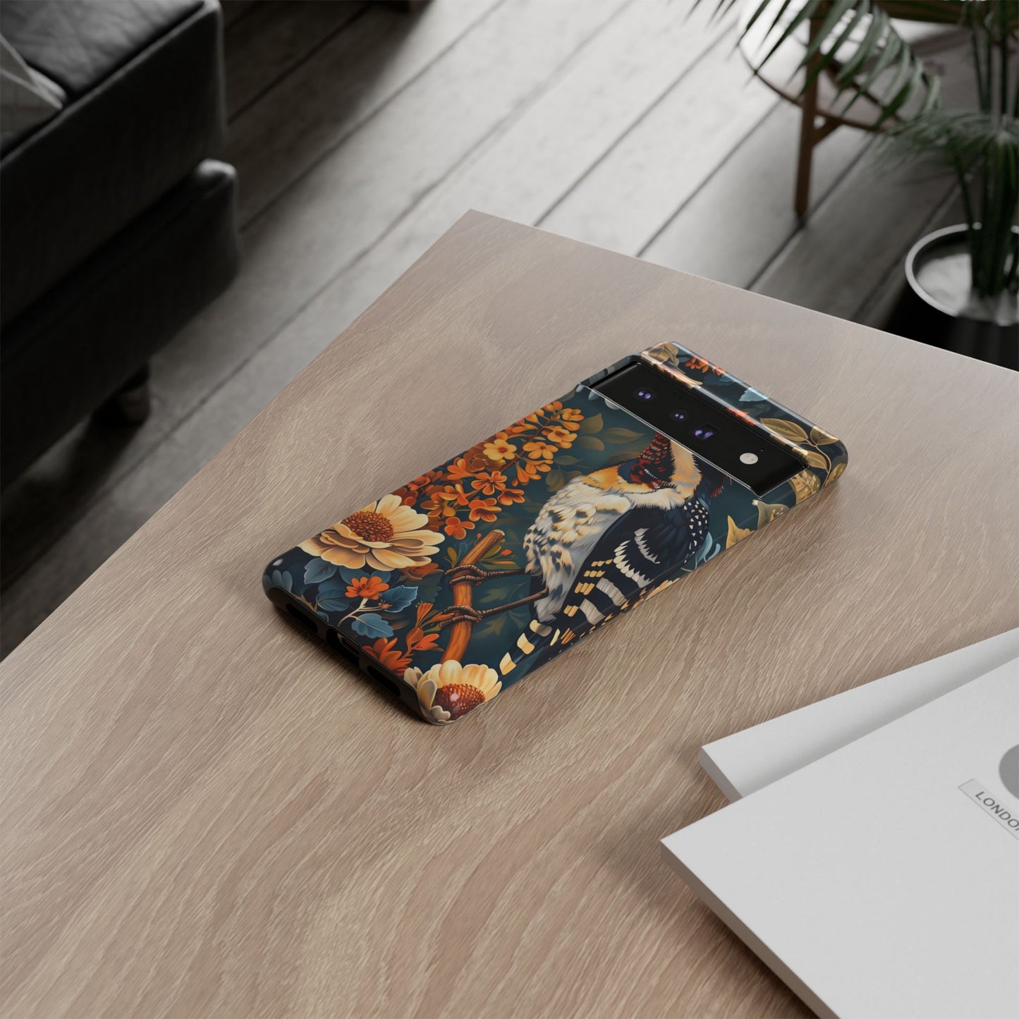 Tough Cases: Floral Bird Phone Case, Vintage Style Cover, Nature Lover Gift, Botanical Design, Spring Inspire Fashion