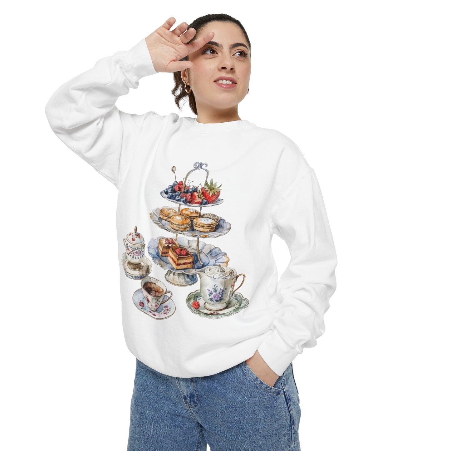 Unisex Garment-Dyed Sweatshirt - Elegance on a Plate - British Royal Dining
