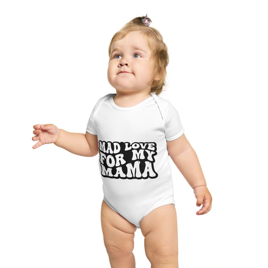 Cute 'Mad Love for My Mama' Short Sleeve Baby Bodysuit