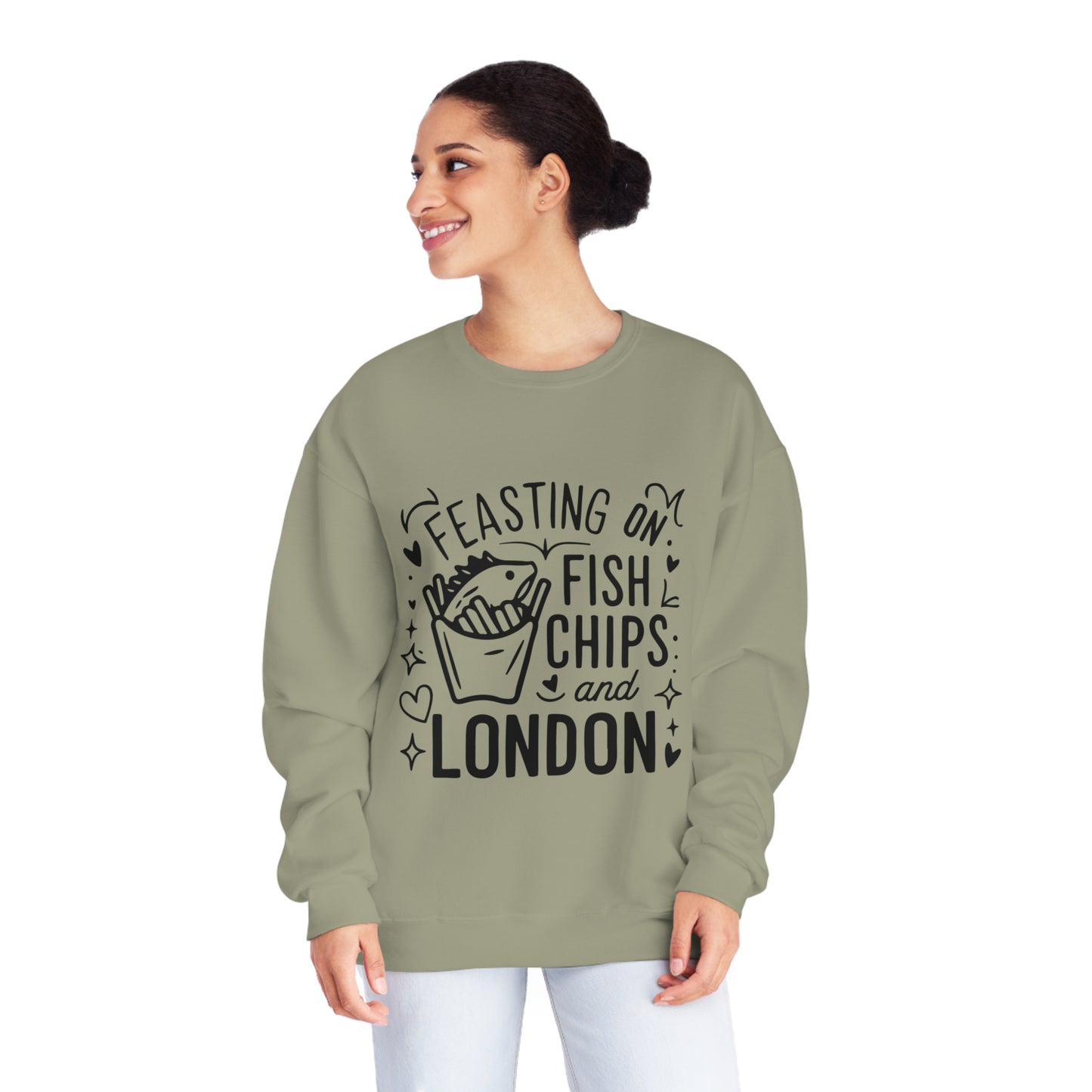 Unisex NuBlend® Crewneck Sweatshirt - Fish Chips and London