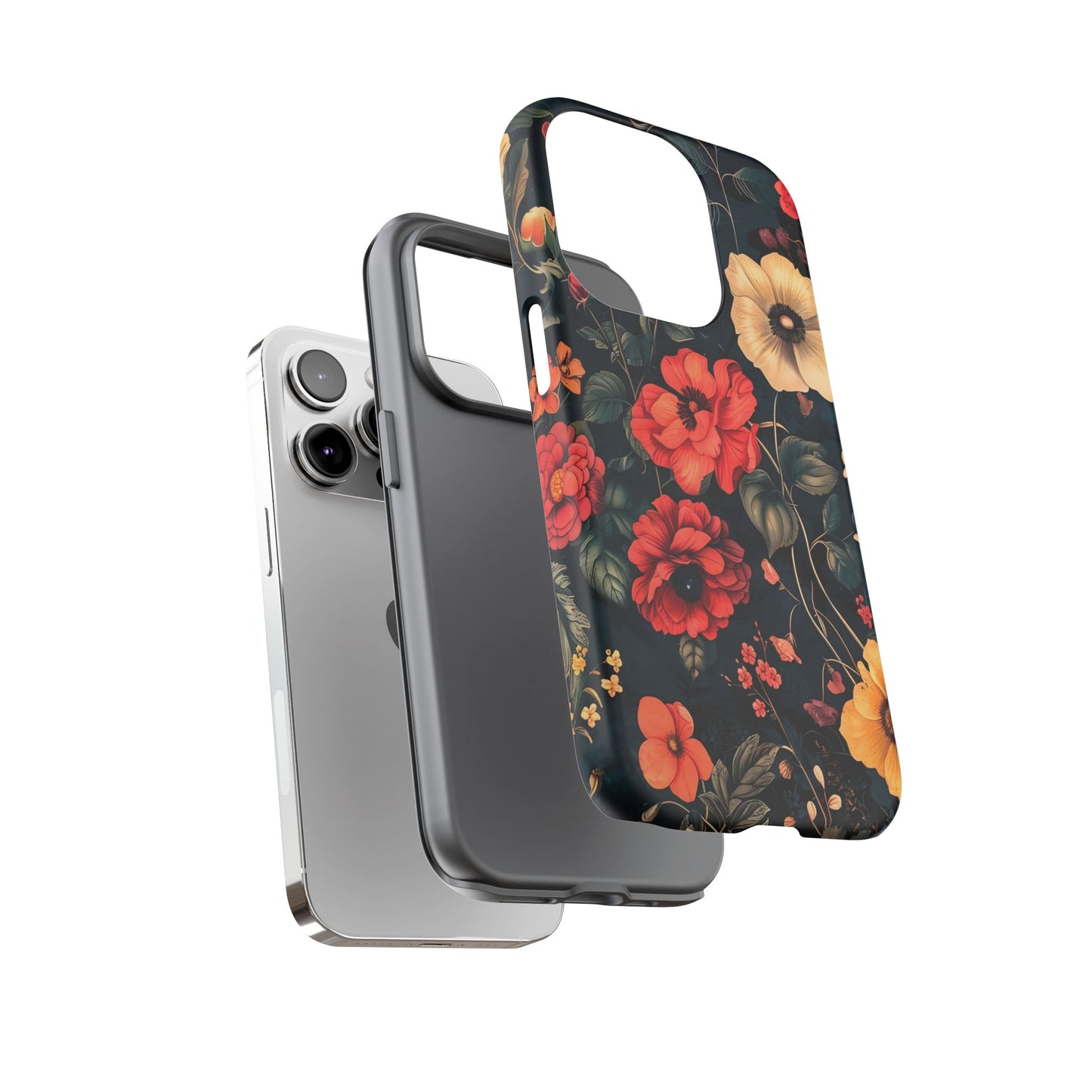 Floral Phone Case, Tough Cases, Flower Motif, Protective Cover, Gift for Her, Floral Design, Spring Accessory