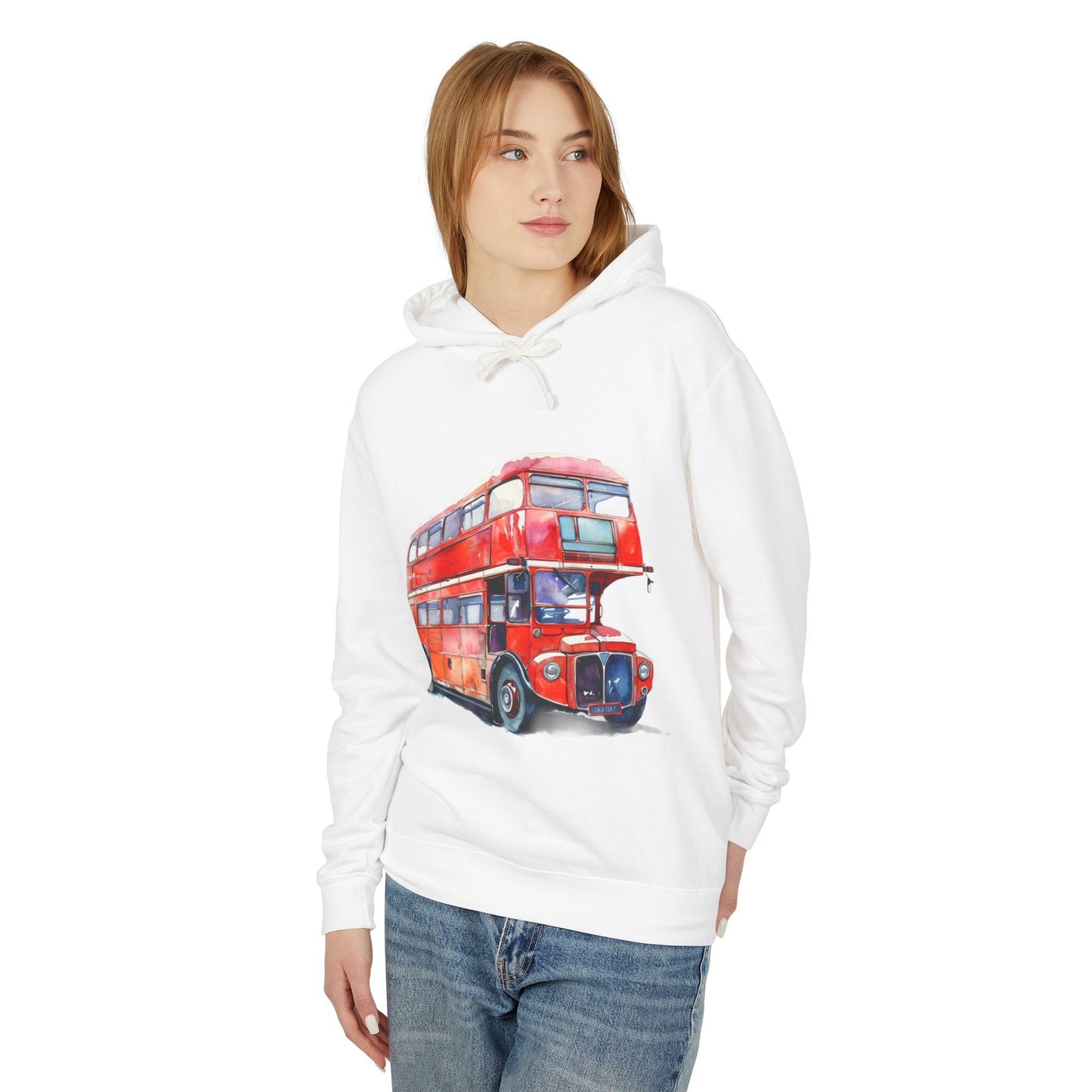 Unisex Lightweight Hooded Sweatshirt - Symbol of the City - The Red Bus of London