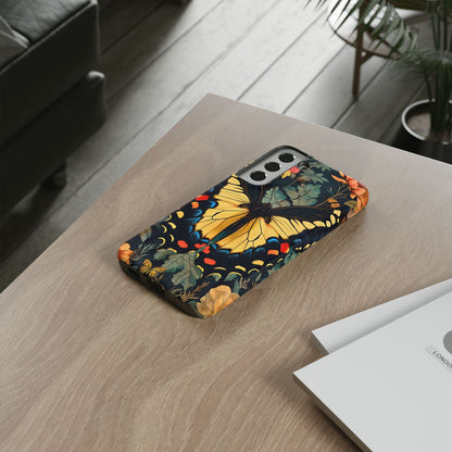 Butterfly Floral Phone Case, Art-inspire Tough Case, Gift for Nature Lovers, Butterfly Pattern Cover, Eco-Friendly Mobile Accessory