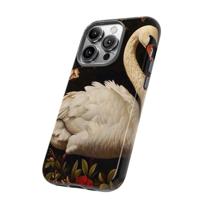 Elegant Swan Phone Case, Floral iPhone Cover, Tough Phone Case, Gift for Her, Nature Lover, Mother's Day, Birthday