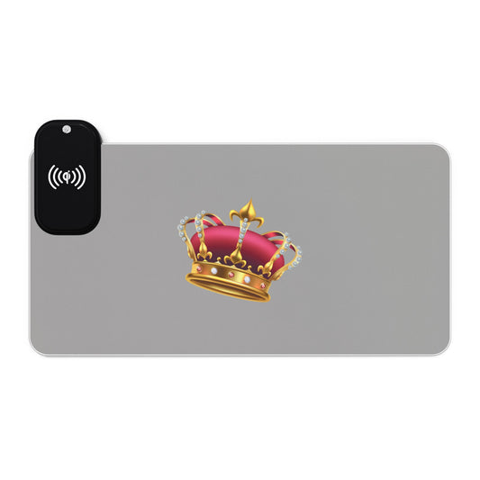 Royal Crown Icon - LED Gaming Mouse Pad with Wireless Charging, Ideal for Gamers, Desk Accessories, Gift for Gaming Enthusiasts, Home Office Setup, LED Decor