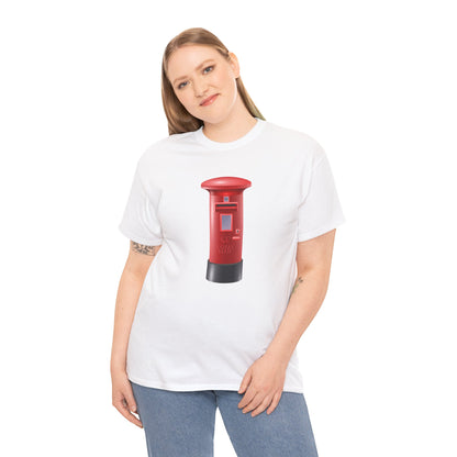 Unisex Heavy Cotton Tee - Classic UK Royal Mailbox Design - British Postbox Icon