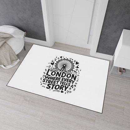 Stylish Heavy Duty Floor Mat - London Street Story Design, Home Decor, Indoor/Outdoor Rug, Entryway Mat, Gift for Travelers