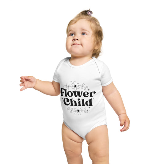 Flower Child Short Sleeve Baby Bodysuit - Perfect for Newborns and Infants