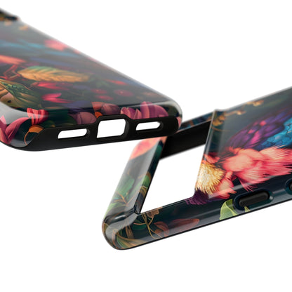 Vibrant Phone Case, Tropical Bird Design, Tough Phone Cover, Floral Tech Accessory, Gift for Nature Lovers