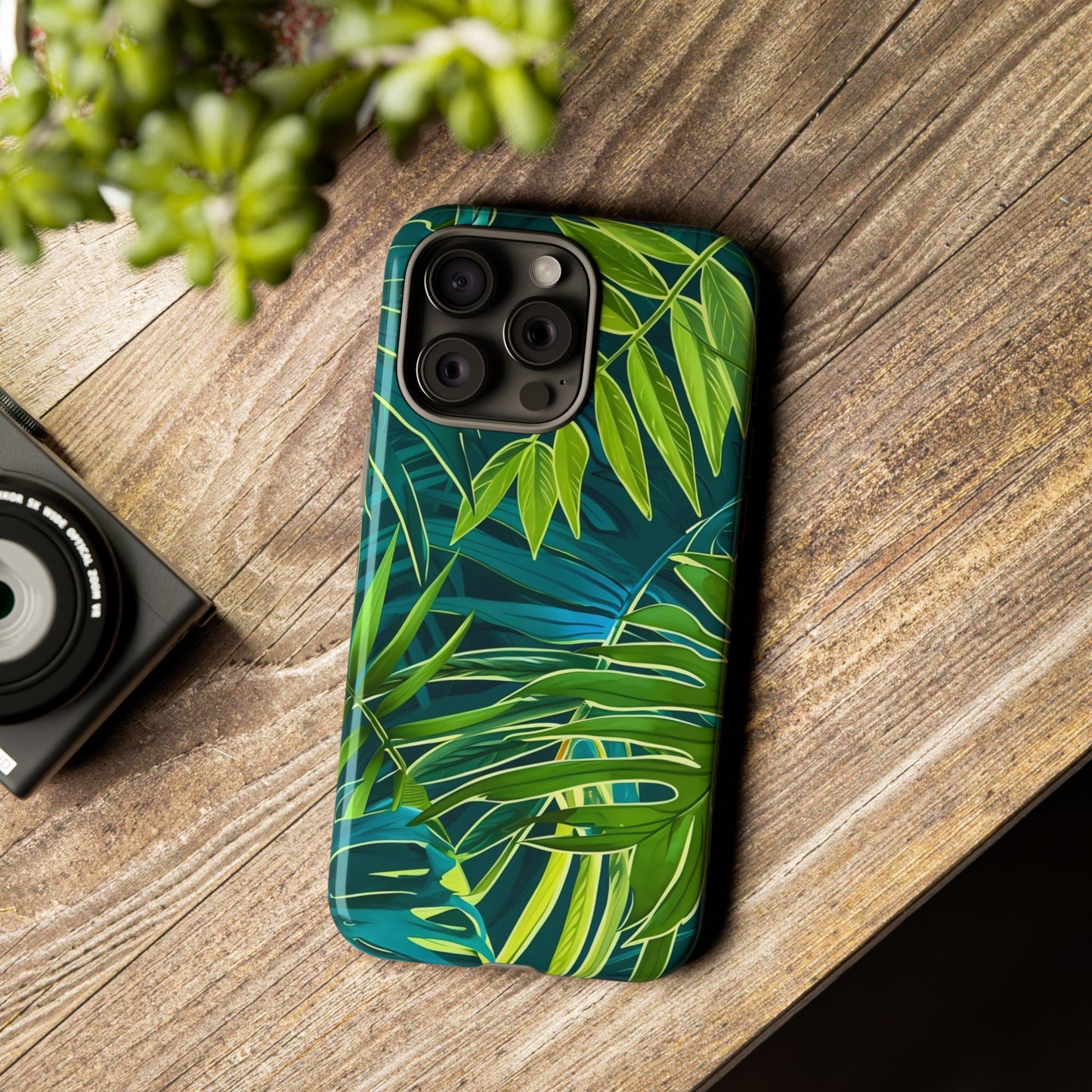 Tropical Phone Case - Durable Green Leaf Design, Eco-Friendly Gift, Trendy Accessory, Nature Lover's Case, Summer Vibes