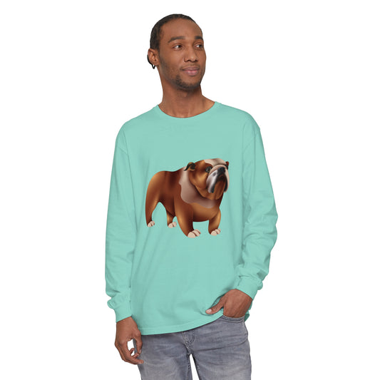 Unisex Garment-dyed Long Sleeve T-Shirt - Adorable British Dog