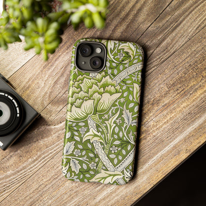 Stylish Phone Case with Floral Design, Durable Protective Cover for iPhone, Unique Gift for Birthdays, Mother's Day, Green Aesthetic